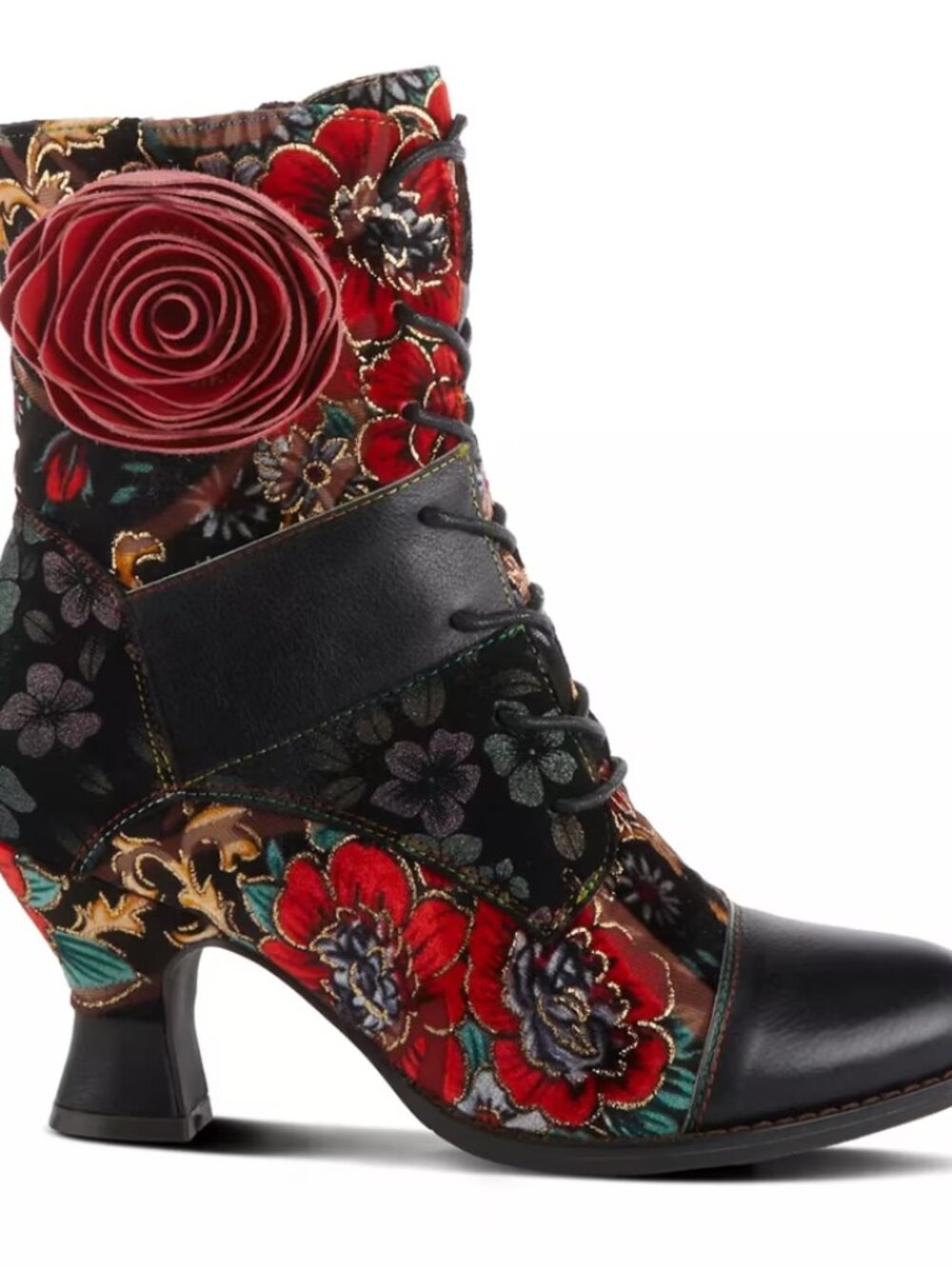 L'ARTISTE ROSELIA BOOTS Gothic Floral Rose Velvet Multi Heel Pump 9 40